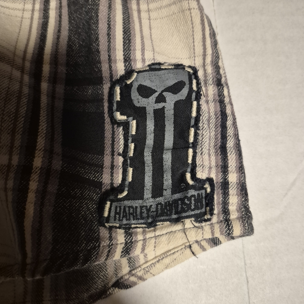 Harley Davidson Men's Black Plaid Long Sleeve Button Down Flannel Shirt SZ LG - Picture 8 of 10